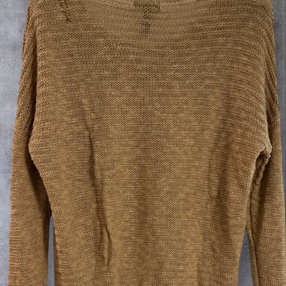 Ralph Lauren Womens Jeans Lace Up  Sweater Pullover Cotton Tan Brown Size Large - Picture 2 of 7